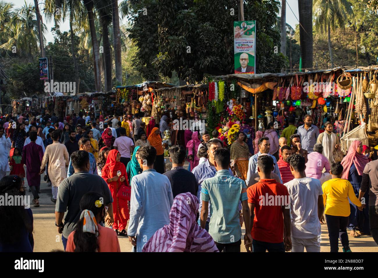 Eine der größten jährlichen Buchmesse der Welt ist bekannt als Ekuse Boe Mela, Bild aufgenommen am 10. Februar 2023 aus Dhaka, Bangladesch, Südasien Stockfoto
