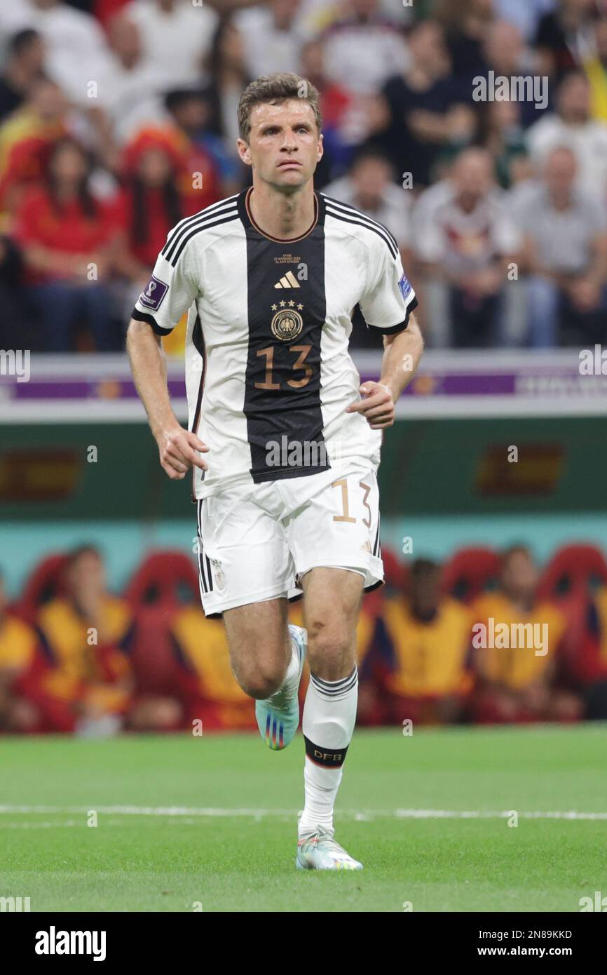 Thomas Muller aus Deutschland, der während des FIFA-Weltmeisterschafts-Katar-2022-Spiels zwischen Spanien und Deutschland im Al Bayt Stadion gesehen wurde. Endstand: Spanien 1:1 Deutschland. Stockfoto