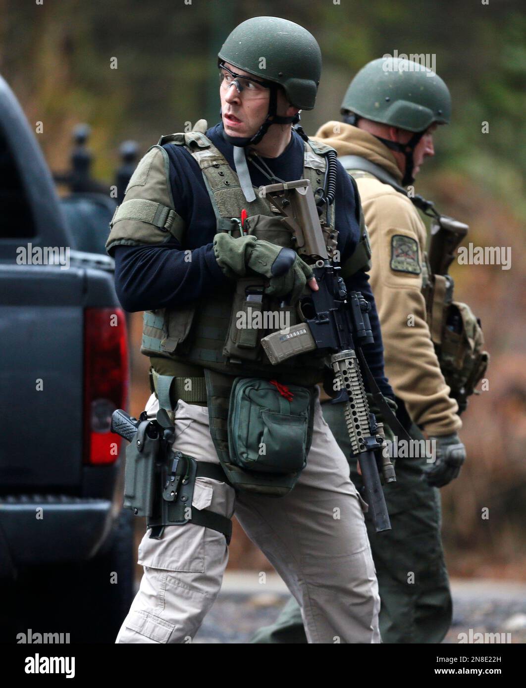 A Connecticut State Police Tactical Team Searches A Train Station Near ...