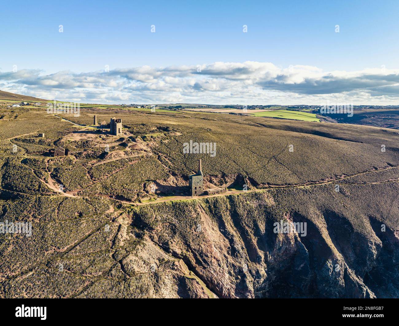 Giwheal Coates Tin Mine Walk von einer Drohne, Saint Agnes, Cornwall, England Stockfoto