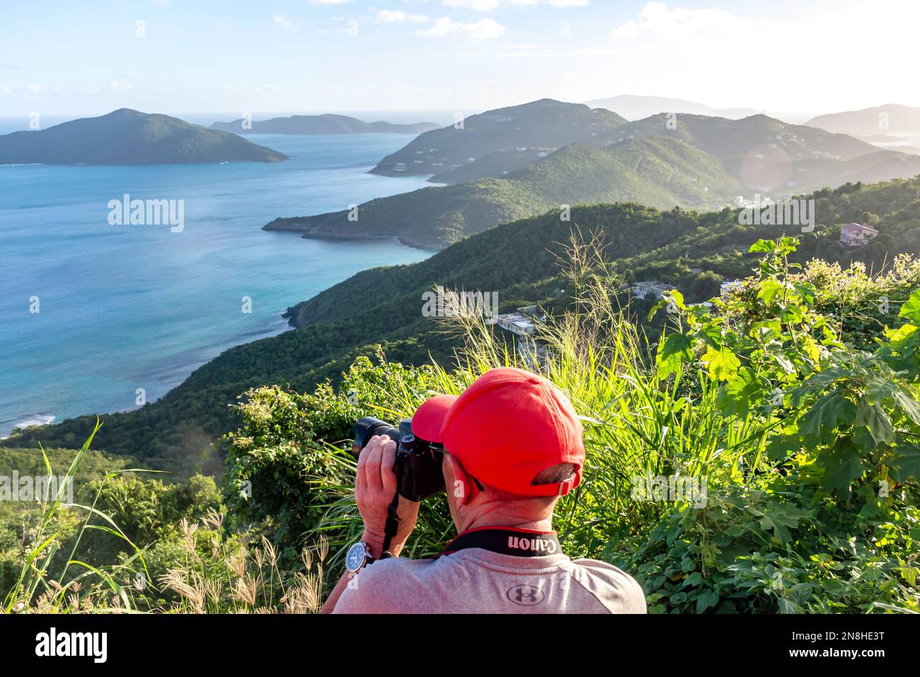 Guana Island ab Ridge Point, Tortola, Britische Jungferninseln (BVI), kleine Antillen, Karibik Stockfoto