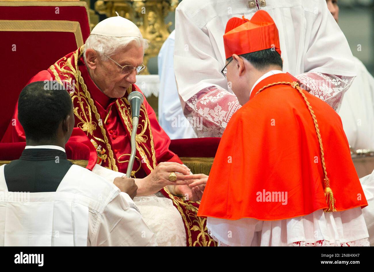 Newly elected cardinal luis antonio tagle right archbishop of manila