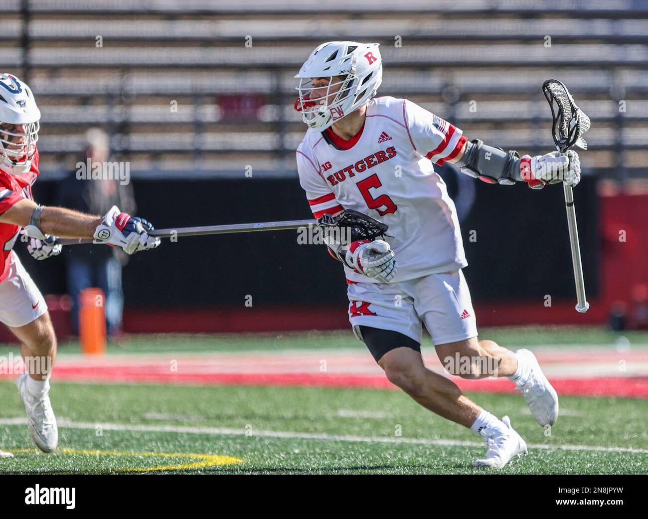 February 11, 2023 Rutgers attack Ross Scott (5) during a NCAA Mens