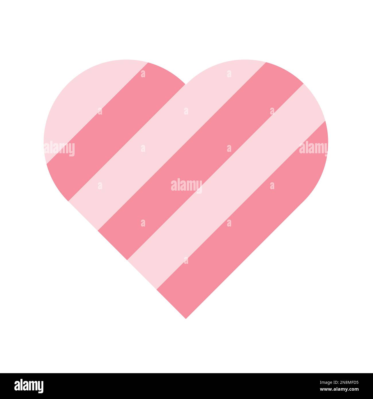 Herz mit pinkfarbenen Streifen. 3D-Effekt. Symbol der Liebe und Valentinstag am 14. Februar. Vektordarstellung. Stock Vektor