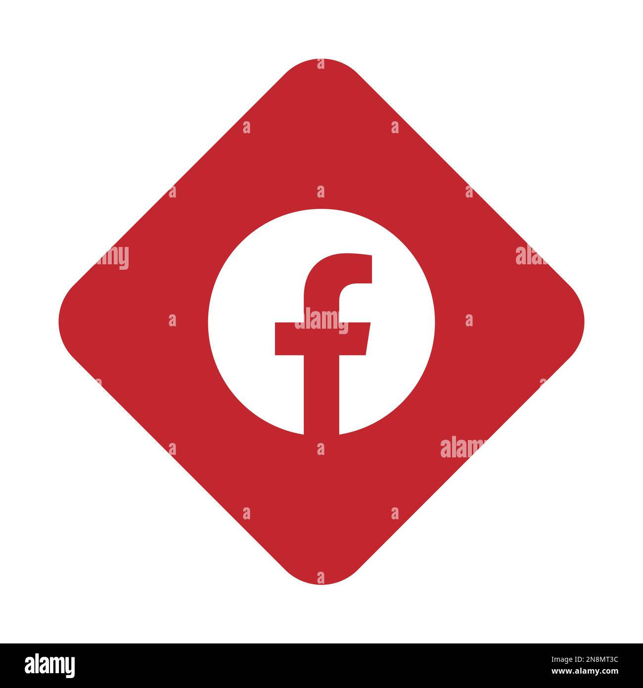 Facebook-App-Symbol für soziale Medien in roter Rhombus-Form. Einfache Darstellung eines flachen Vektors. Stock Vektor