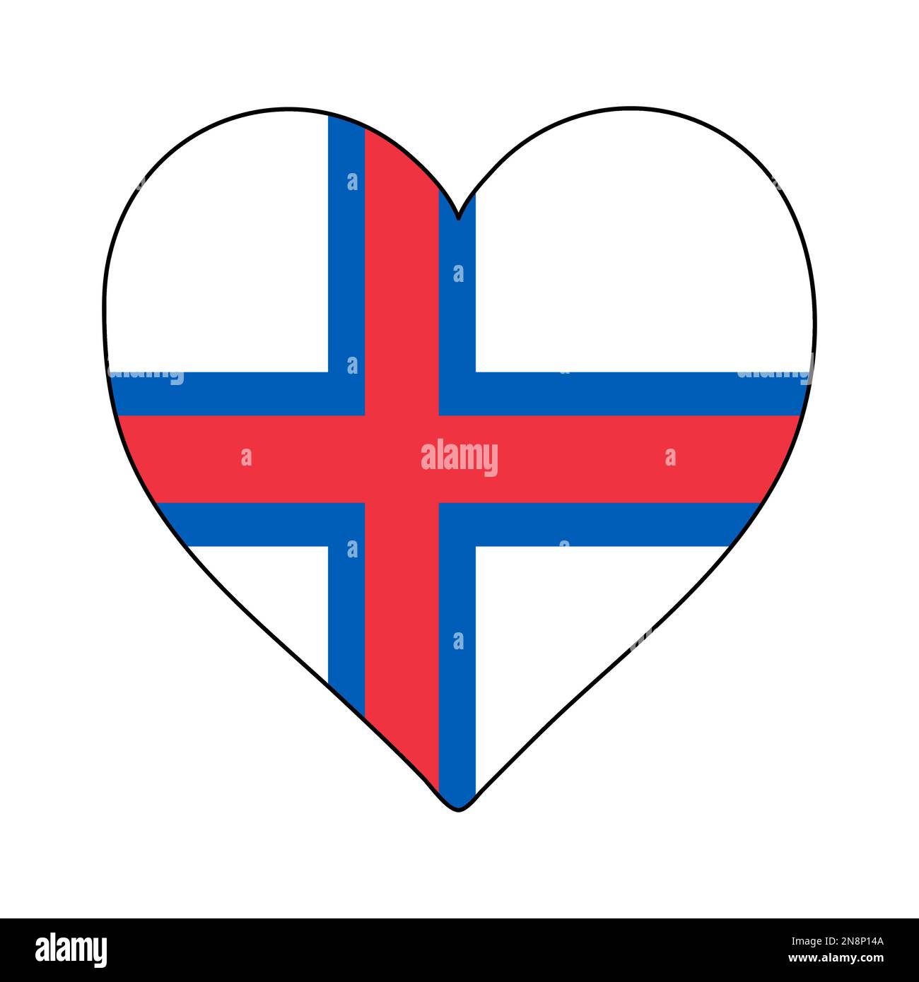 Herzform Der Färöer-Inseln. Ich Liebe Die Färöer Inseln. Besuchen Sie Die Färöer. Nordeuropa. Europa. Europäische Union. Grafische Konstruktion Von Vektordarstellungen. Stock Vektor