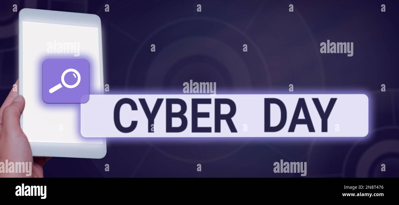 Schild mit der Aufschrift Cyber Day. Business Idea Marketing Term für den Montag nach dem Thanksgiving in den USA Stockfoto