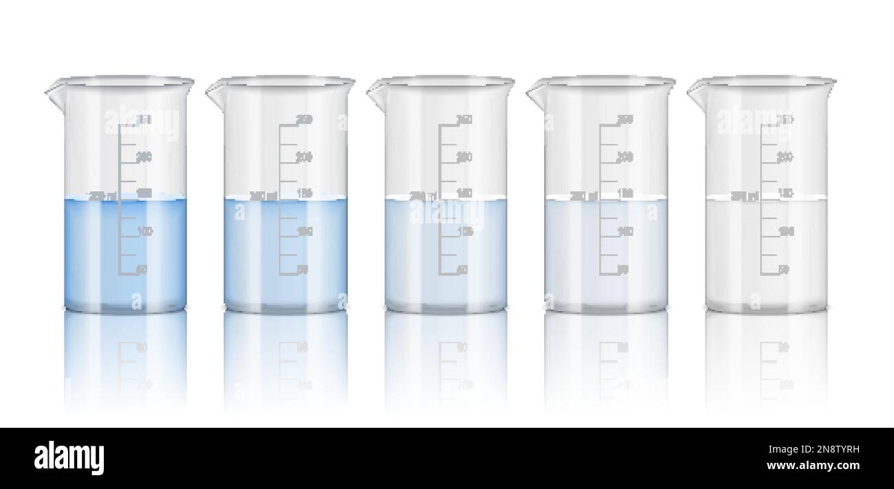 Naturgetreues flüssiges Set mit Volumensymbolen isolierte Vektordarstellung Stock Vektor