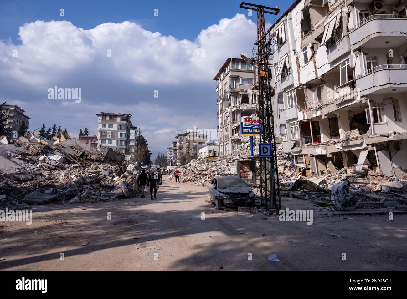 In der Stadt Hatay (oder Antakya oder Antioch) in der Türkei werden am 10. Februar 2023, fünf Tage nach einem schrecklichen Erdbeben im Süden der Türkei und im Norden Syriens, über 28,000 Menschen getötet. Foto: Balkis Press/ABACAPRESS.COM Stockfoto