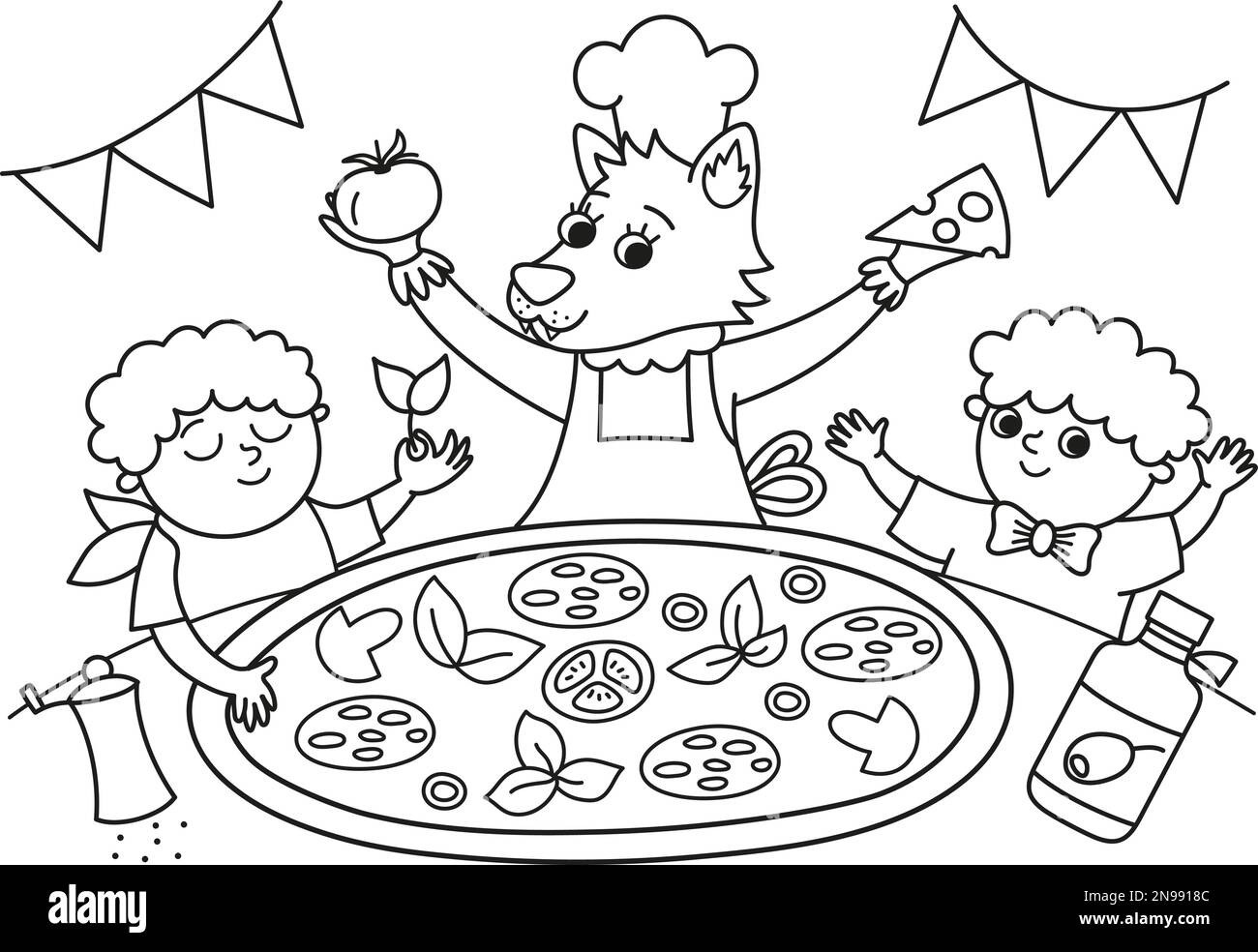 schwarz-wei-szene-mit-koch-wolf-und-zwei-jungs-die-pizza-kochen
