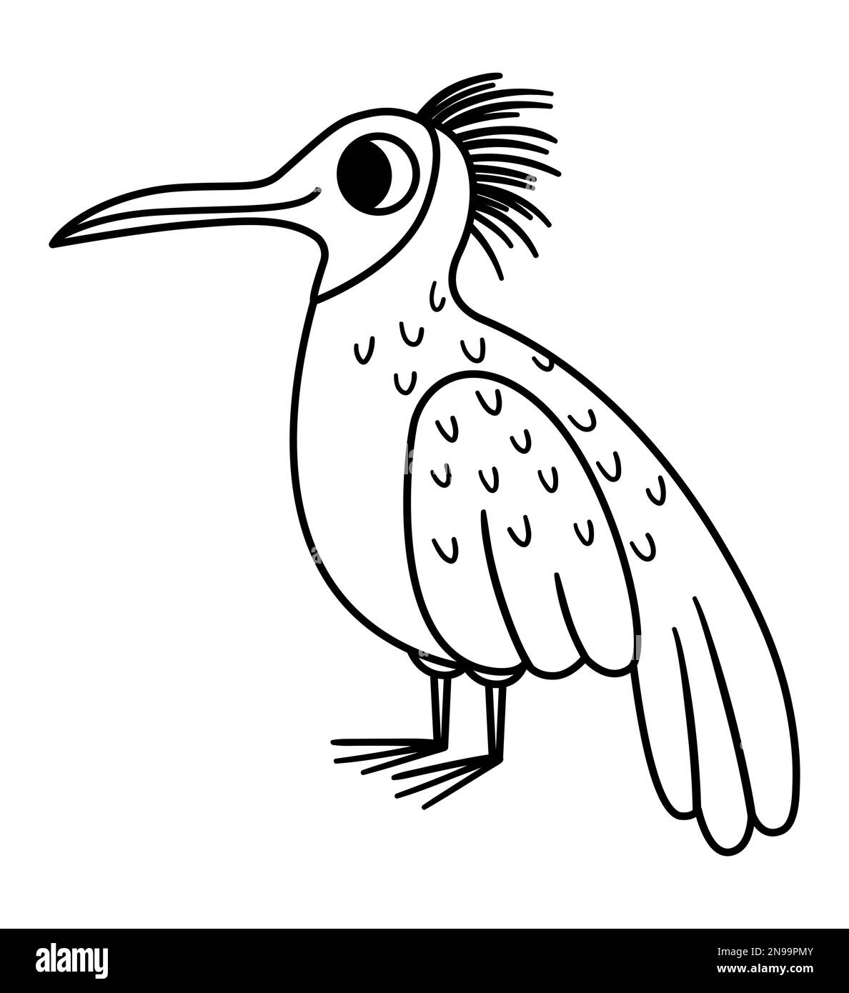 Vector Schwarz-Weiß-Wald Ibis Symbol. Darstellung der Linie gefährdeter Arten. Süßes ausgestorbenes Tier. Lustige wilde Vögel-Illustration für Kinder. Naturschutz Stock Vektor