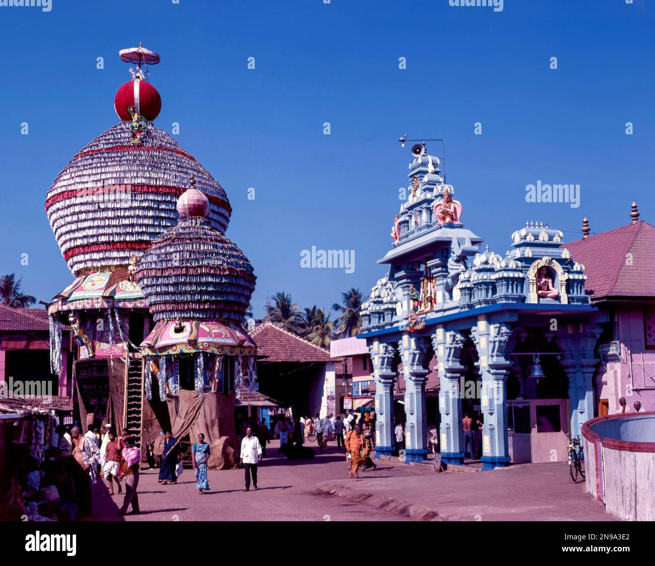 Lord Krishna Tempel mit Streitwagen in Udupi bei Mangalore oder Mangaluru, Karnataka, Indien, Asien Stockfoto