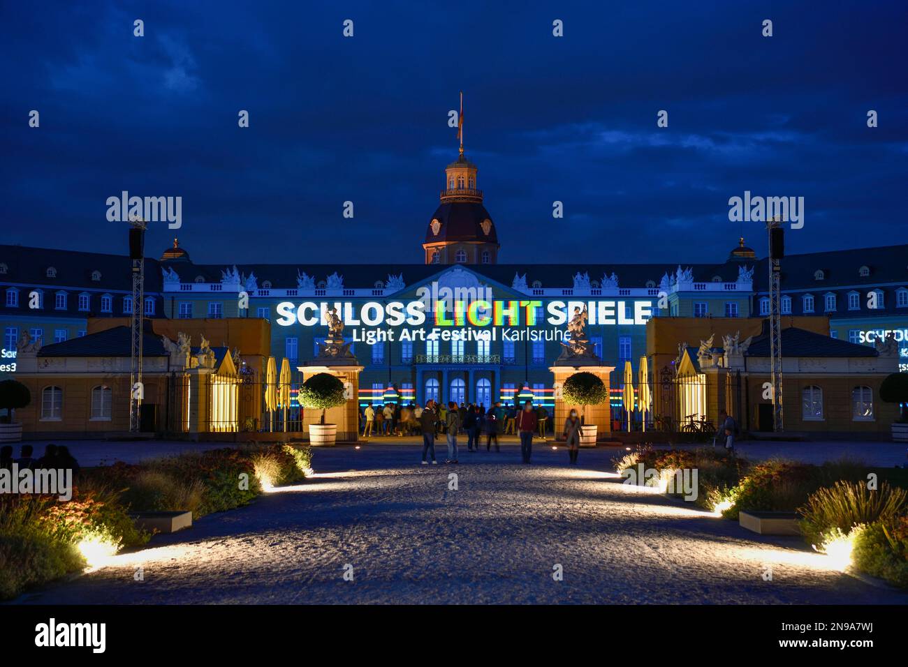 Schlosslichtspiele, Schloss Karlsruhe, Karlsruhe, Baden-Württemberg, Deutschland Stockfoto