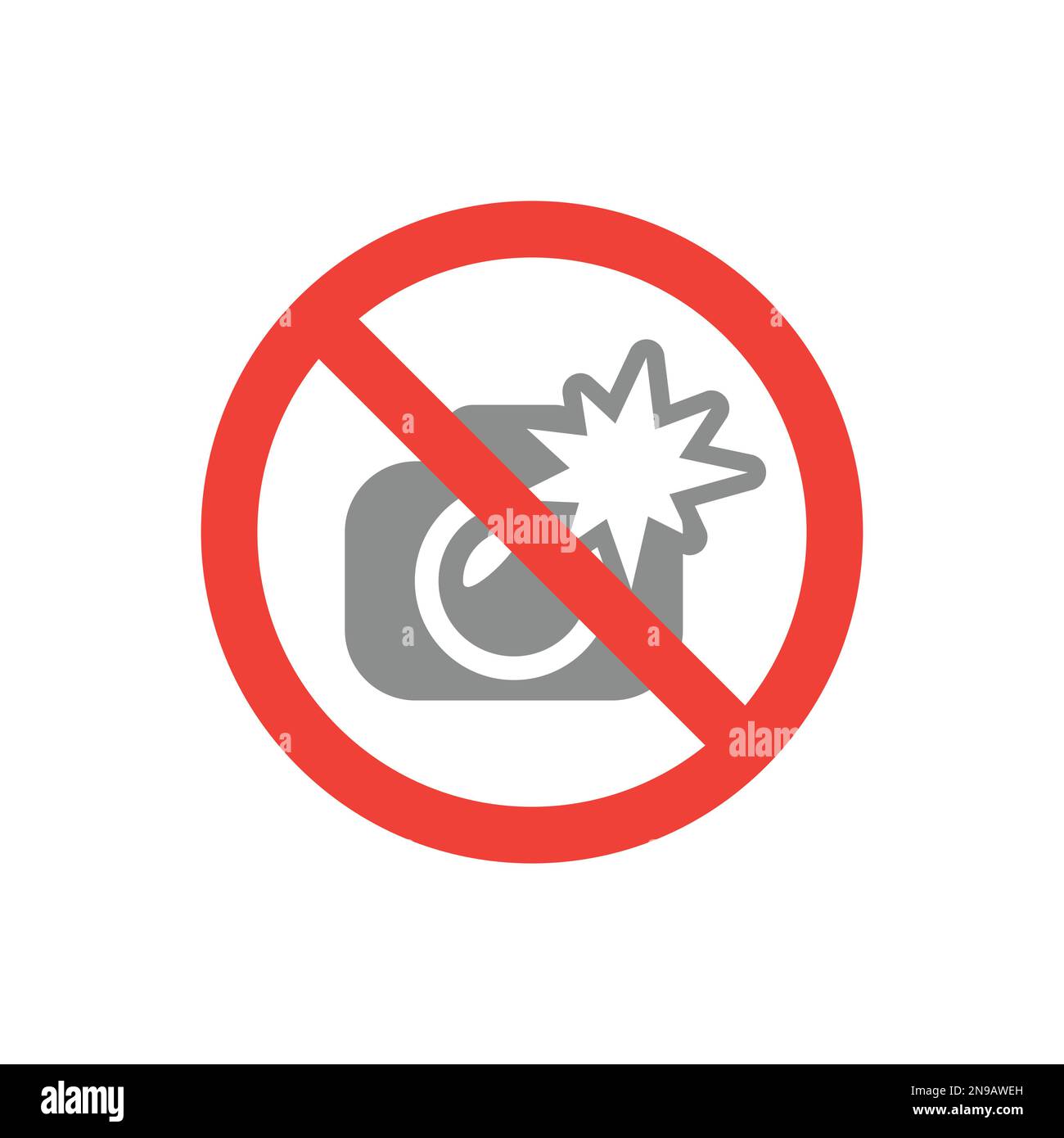 Kein Blitzlichtvektor-Verbotsschild. Verwenden Sie nicht das Flash-Symbol. Stock Vektor