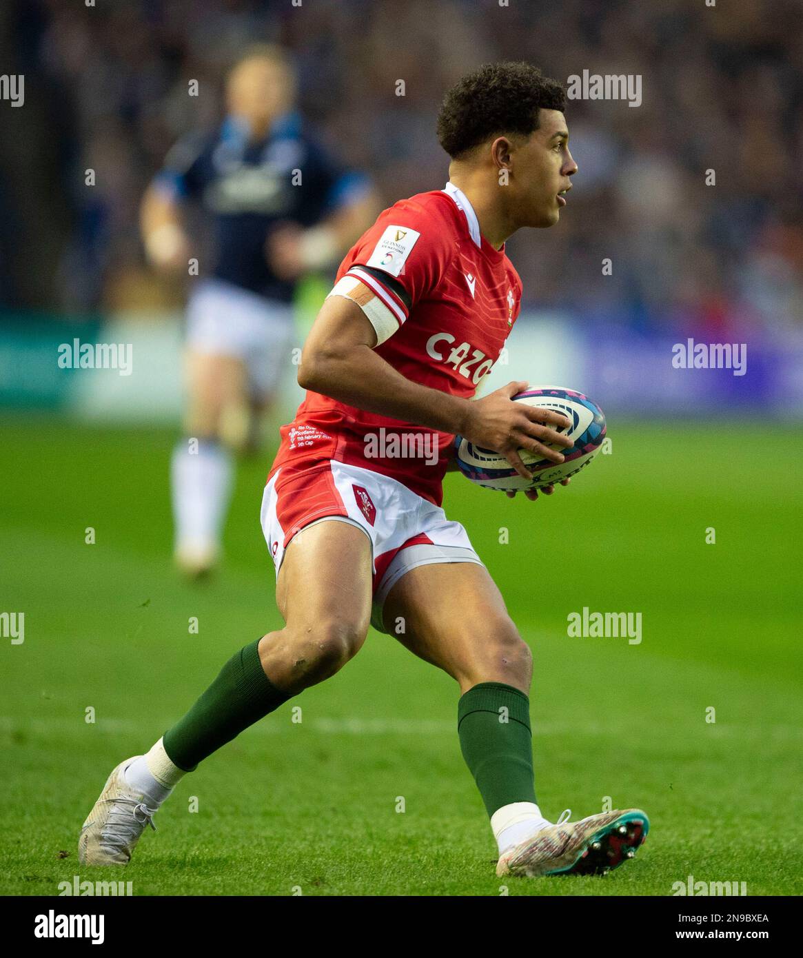 11. Februar 2023: Guinness Six Nations 2023. Wales Rio Dyer während des Spiels Scotland gegen Wales, Guinness Six Nations bei BT Murrayfield, Edinburgh. Kredit: Ian Rutherford Alamy Live News Stockfoto