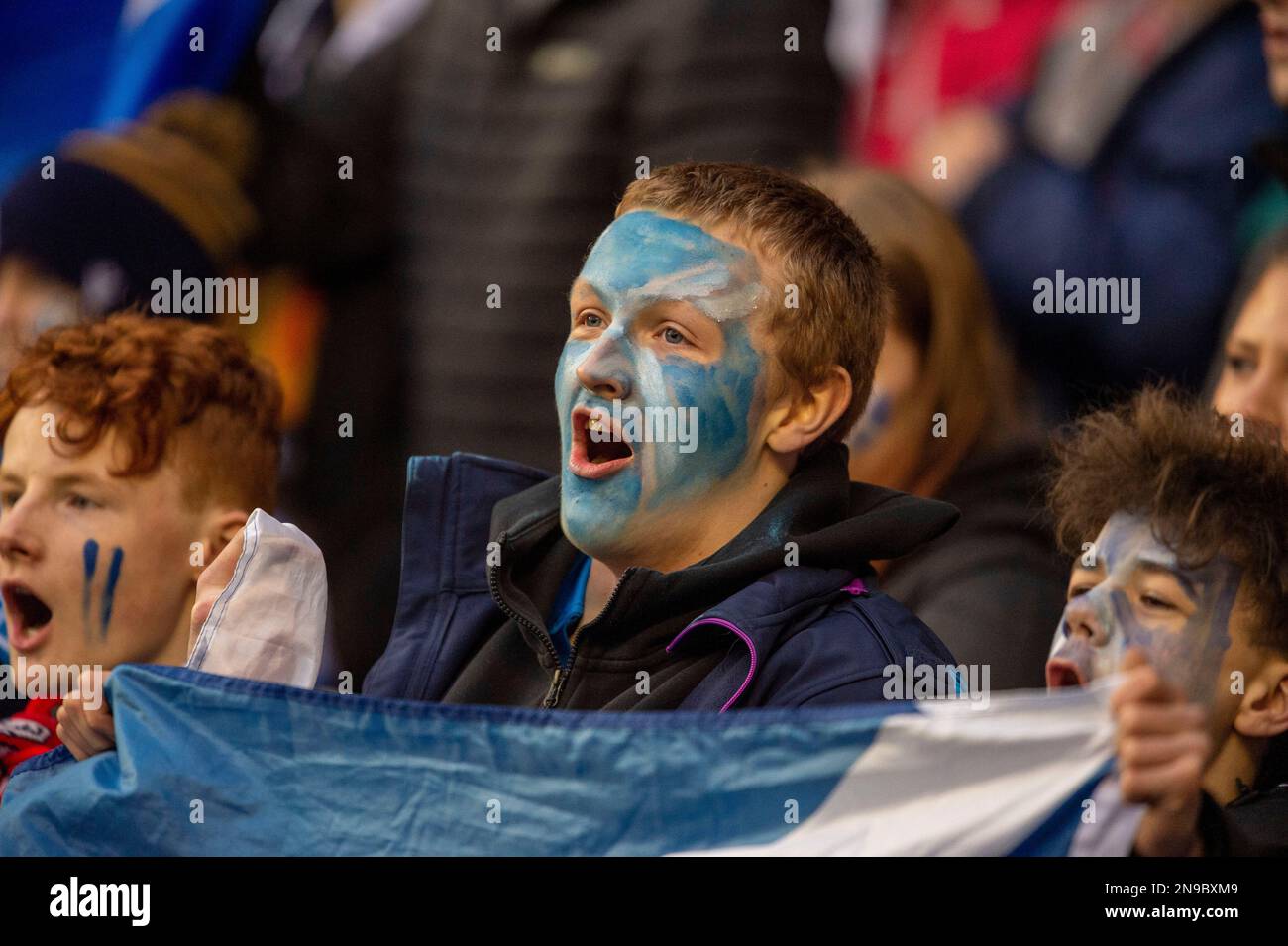11. Februar 2023: Guinness Six Nations 2023. Schottland-Fans während des Spiels Scotland V Wales, Guinness Six Nations bei BT Murrayfield, Edinburgh. Kredit: Ian Rutherford Alamy Live News Stockfoto