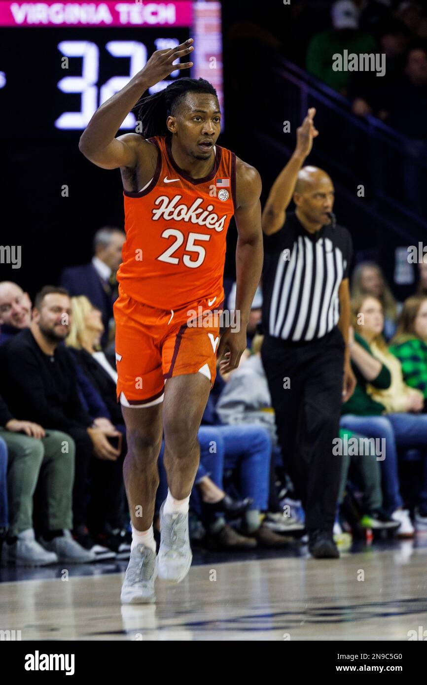 February 11, 2023 Virginia Tech forward Justyn Mutts (25) reacts to