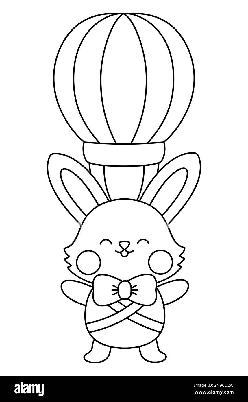 Vector schwarz-weiße Osterhase-Ikone für Kinder. Niedliche Figur Kawaii Kaninchen Illustration oder Malseite. Komischer Cartoon-Hasen-Charakter. Traditionelles sp Stock Vektor