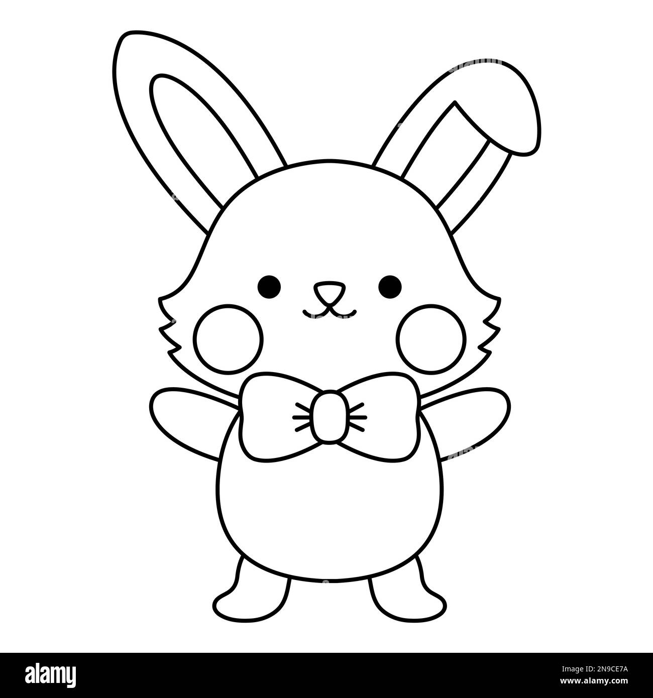 Vector schwarz-weiße Osterhase-Ikone für Kinder. Niedliche Kawaii-Linie Kaninchen-Illustration oder Malseite. Komischer Cartoon-Hasen-Charakter. Traditionelles sp Stock Vektor