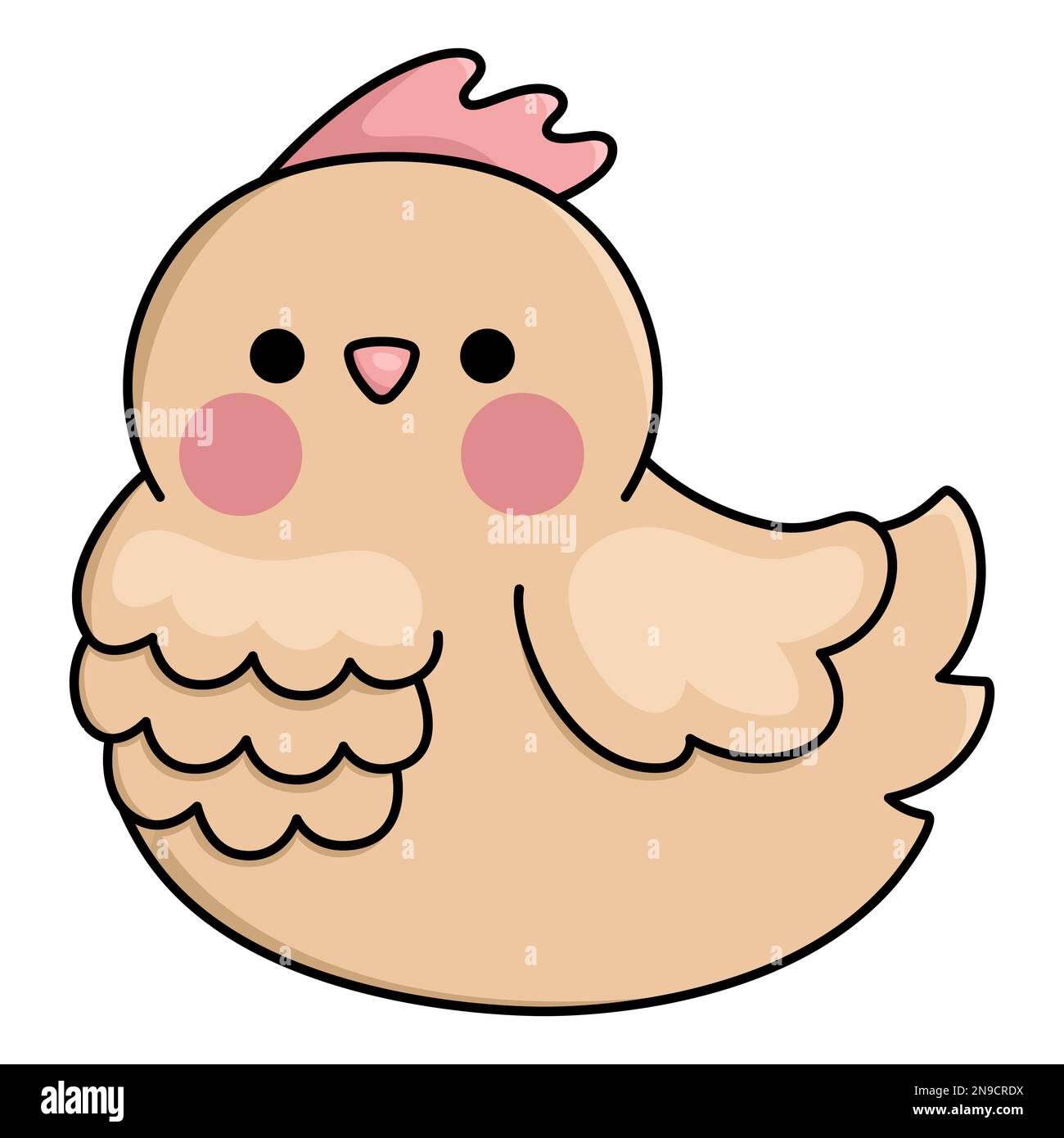 Vector Kawaii hen Ikone für Kinder. Süßes Tierbild. Komische Zeichentrickfigur. Bezaubernder brauner Hühnerclipart Stock Vektor