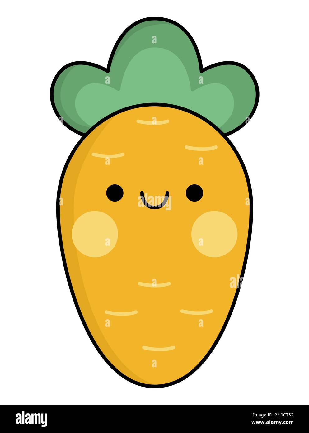 Vector Kawaii Karotten-Symbol für Kinder. Süße Gemüseabbildung. Komische Zeichentrickfigur. Bezaubernder orangefarbener vegetarischer Clipart Stock Vektor