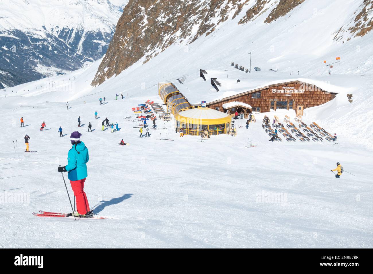 Bergrestaurant Gurgl - Wurmkogelhutte - Hochgurgl, Österreich Stockfoto