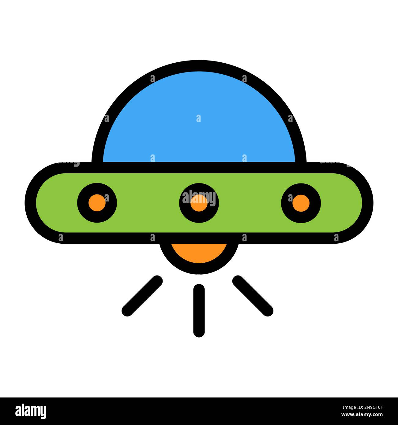 UFO-Symbollinie isoliert auf weißem Hintergrund. Schwarzer, flacher Klassiker mit modernem Umriss. Lineares Symbol und bearbeitbare Kontur. Einfach und pixelgenau Stock Vektor