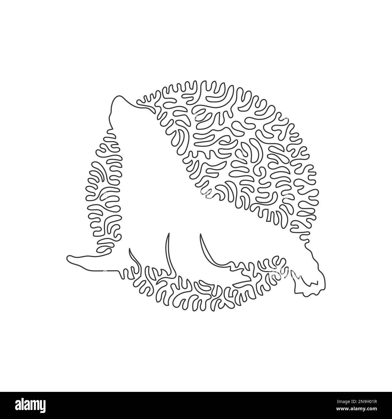 Einfache, geschwungene, einzeilige Zeichnung eines Flügelfuß-Seelöwen. Durchgehende Linienzeichnung grafischer Designvektor die Illustration des Seelöwen ist ein Marine Stock Vektor