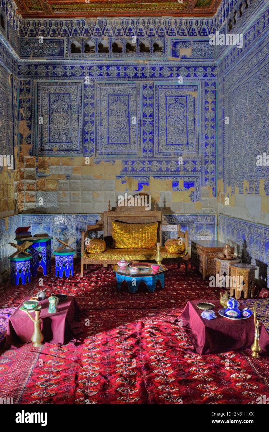 Emir's Empfangszimmer, Tash Khauli Palast, 1830, Ichon Qala, Khiva, Usbekistan Stockfoto