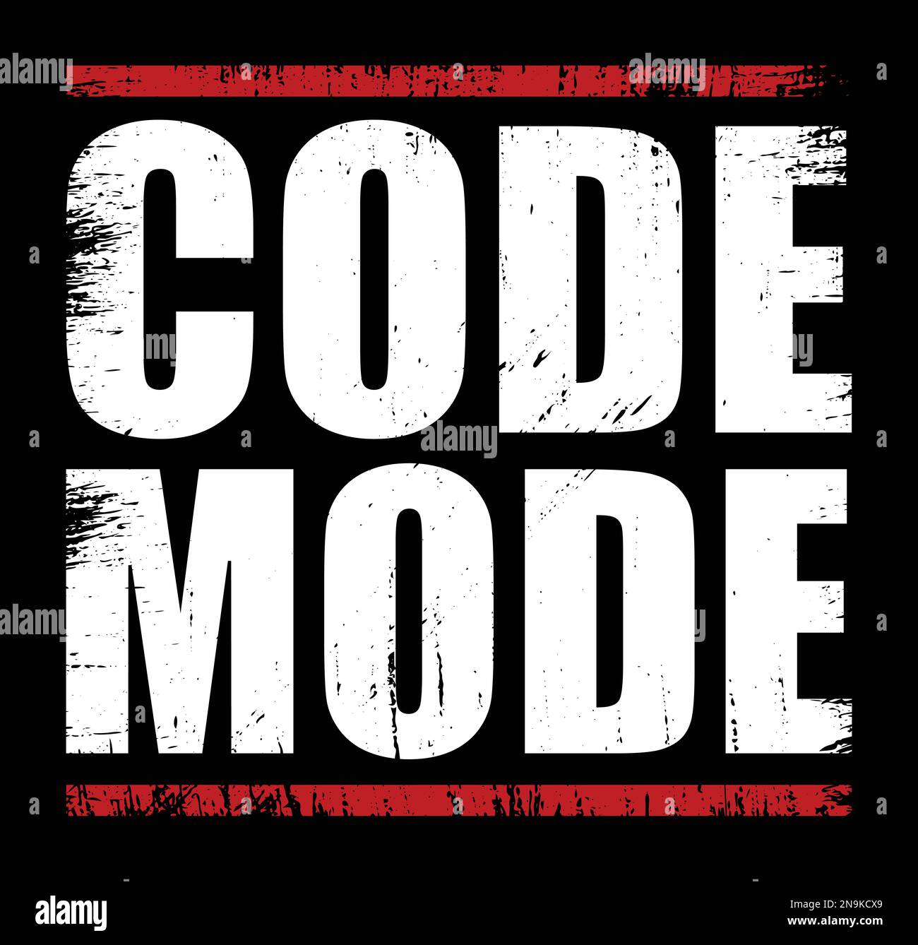 CODE-MODUS. Programmer Developer T-Shirt Design mit Grunge-Effekt. Stock Vektor