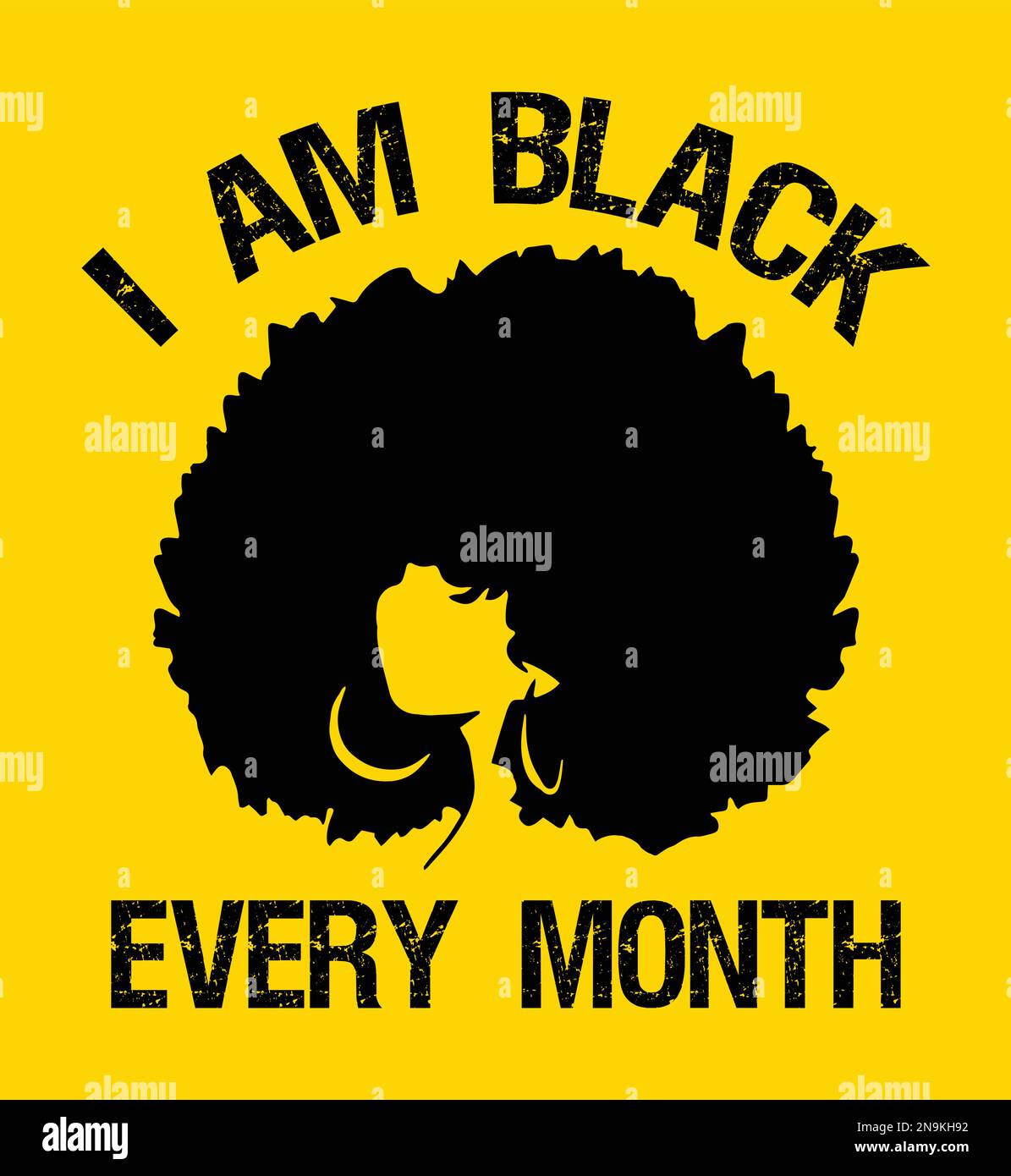 Ich bin jeden Monat schwarz. T-Shirt-Design für schwarze Mädchen. Stock Vektor