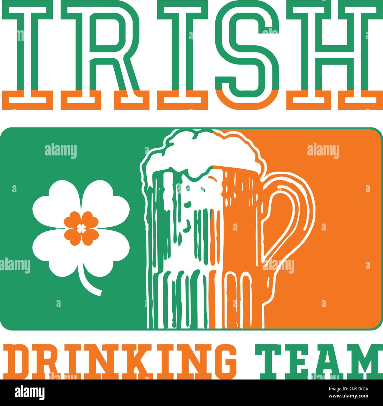 Irisches Trinkteam. Lustige Schriftzug zum St. Patrick's Day Stock Vektor