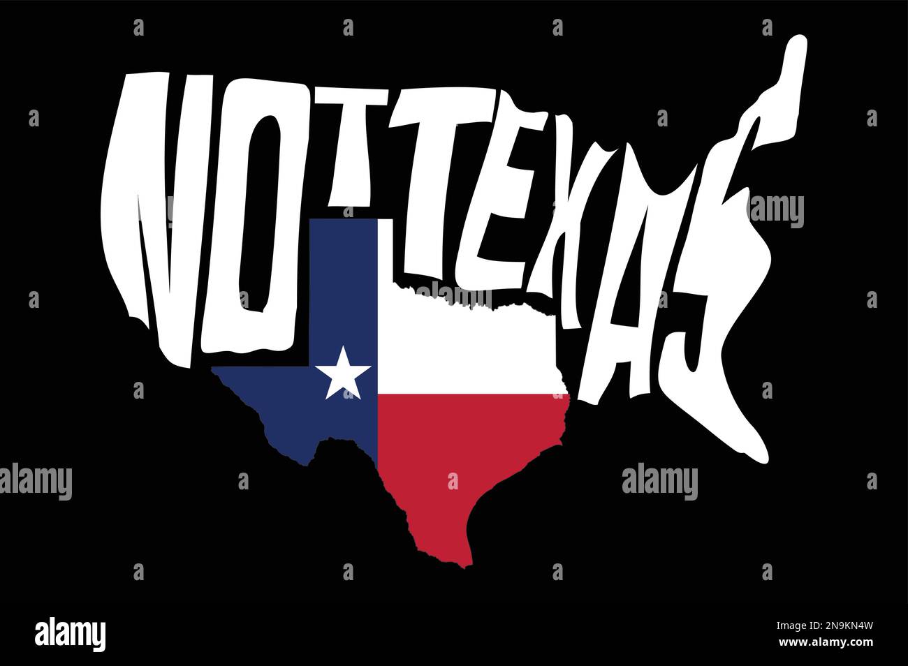 Texanisches Typografie-T-Shirt-Design. Flaggenkarte von Texas auf der Karte der USA. Stock Vektor