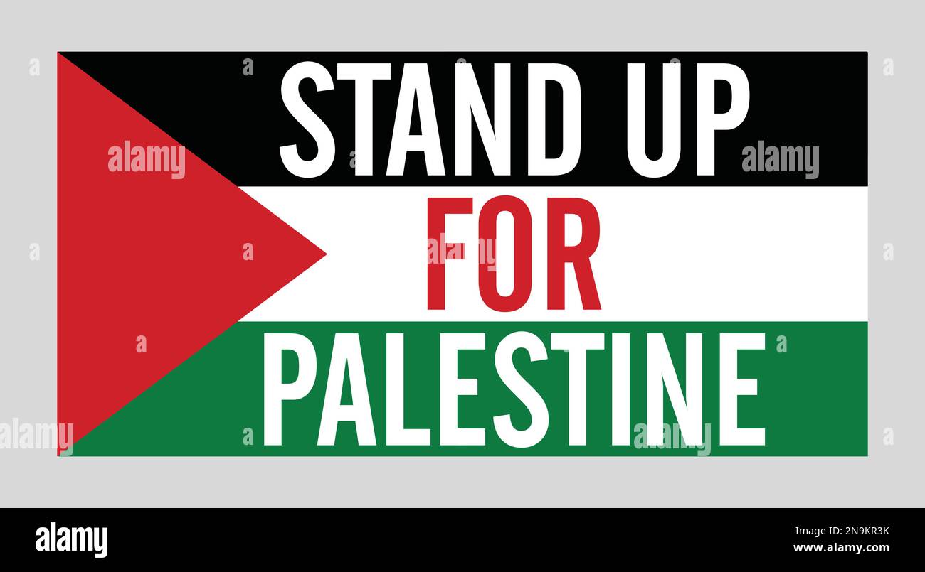 Setze dich mit der palästinensischen Flagge für den Vektorentwurf Palästinas ein. Stock Vektor