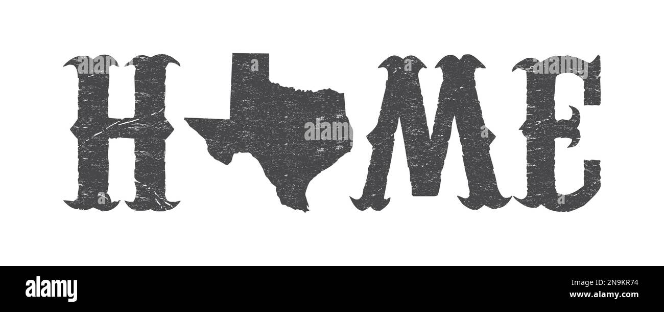 Texas ist Heimdesign mit texanischer Karte und Grunge-Effekt. Stock Vektor