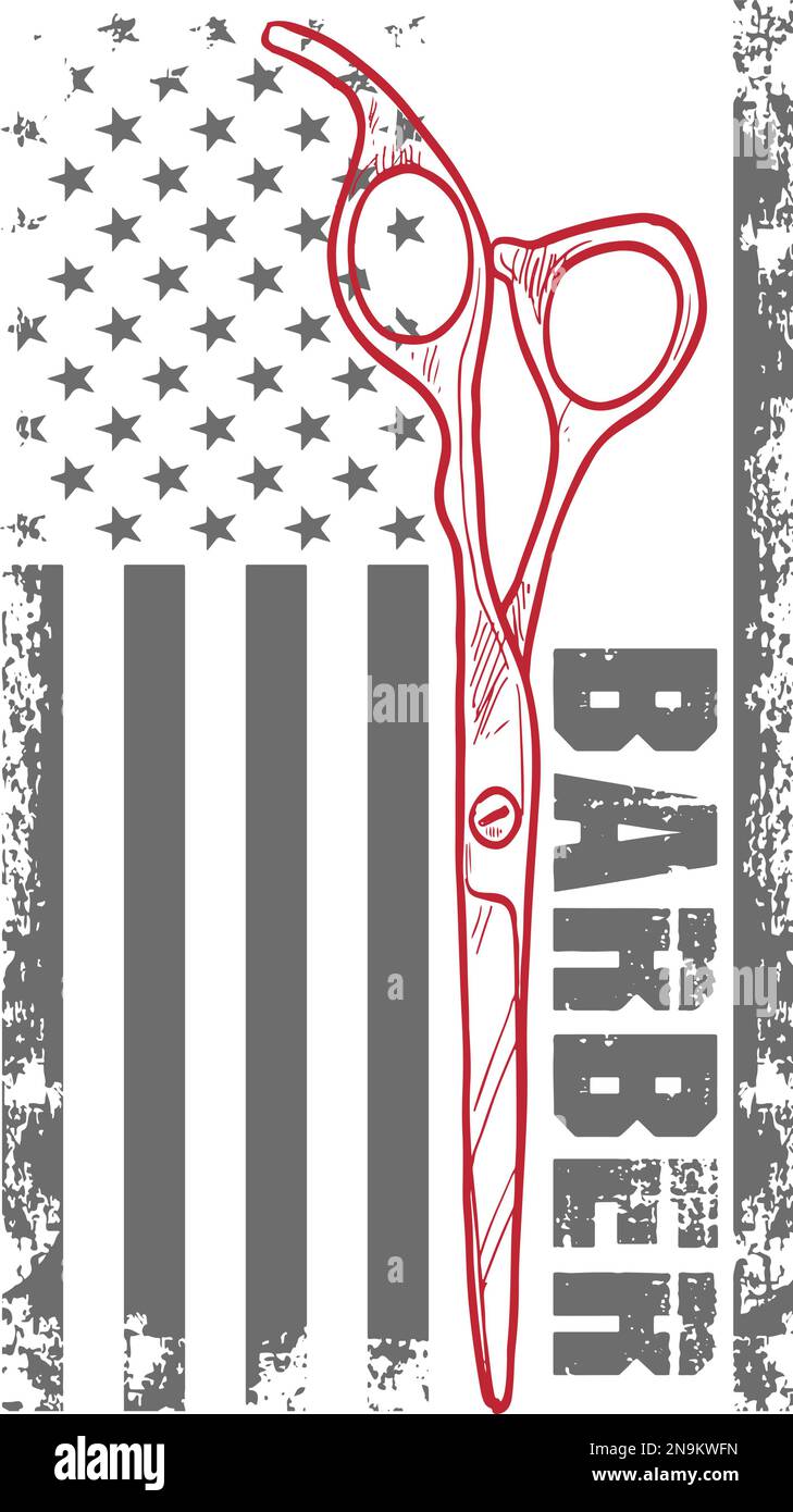 Barberschere, amerikanische Flagge USA. Stock Vektor