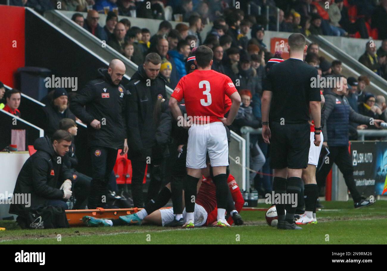 FC United of Manchester gegen Warrington Town Stockfoto