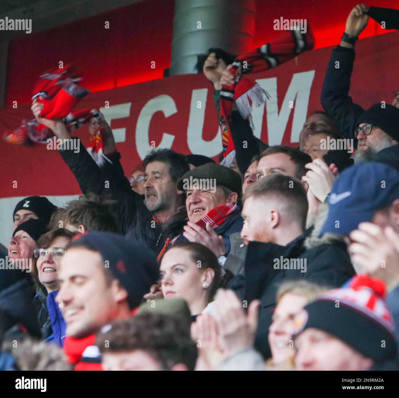 FC United of Manchester gegen Warrington Town Stockfoto