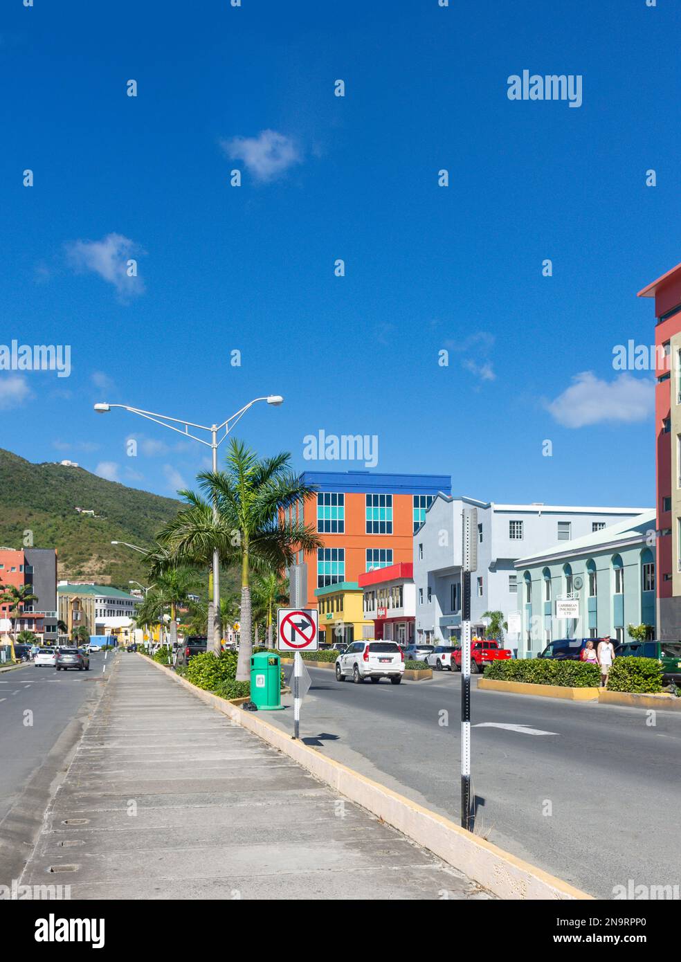 Stadtzentrum, Waterfront Drive, Road Town, Tortola, Britische Jungferninseln (BVI), kleine Antillen, Karibik Stockfoto