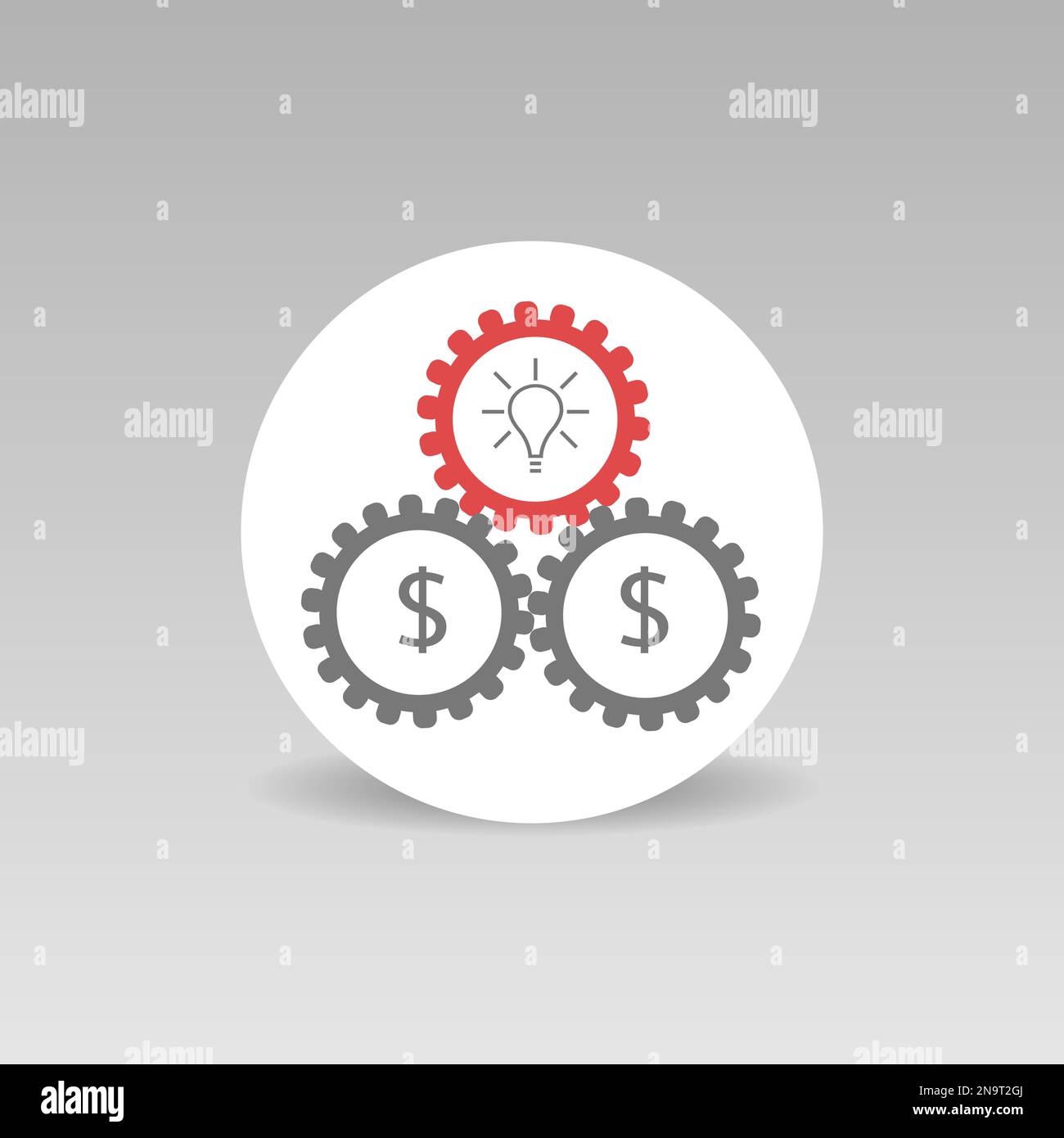Vektorsymbol Gears mit Dollarzeichen für Geschäftsideen Stock Vektor