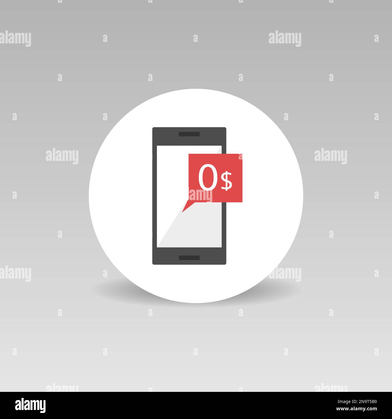 Nachricht über das Vektorsymbol für den Verlust von Geld 0 Dollar Nachricht Stock Vektor