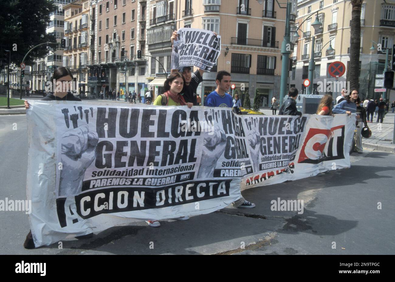 Anti-Kriegs-Demonstration, Malaga, Spanien Stockfoto
