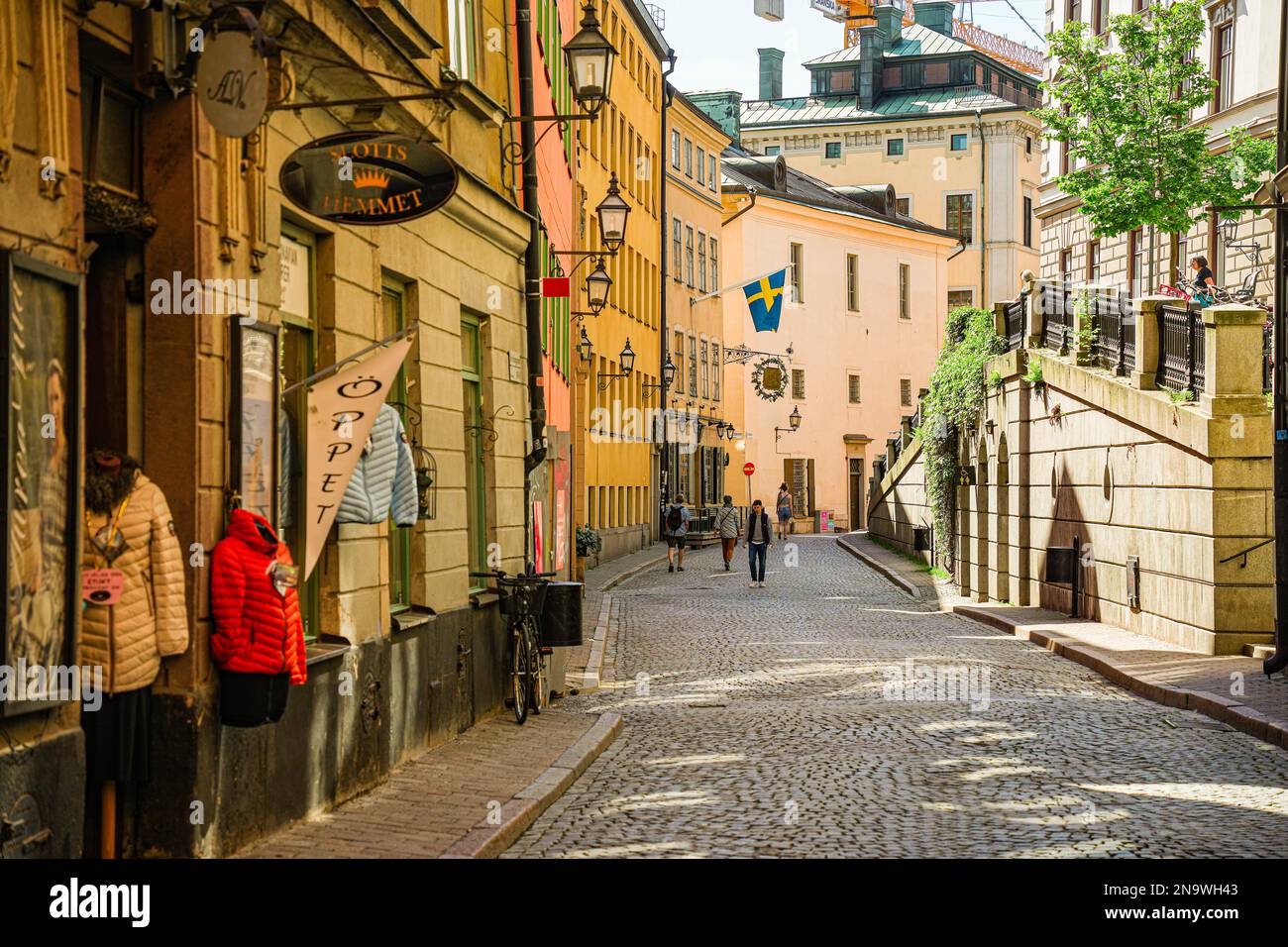 Eine ruhige Straße in Stockholm Stockfoto