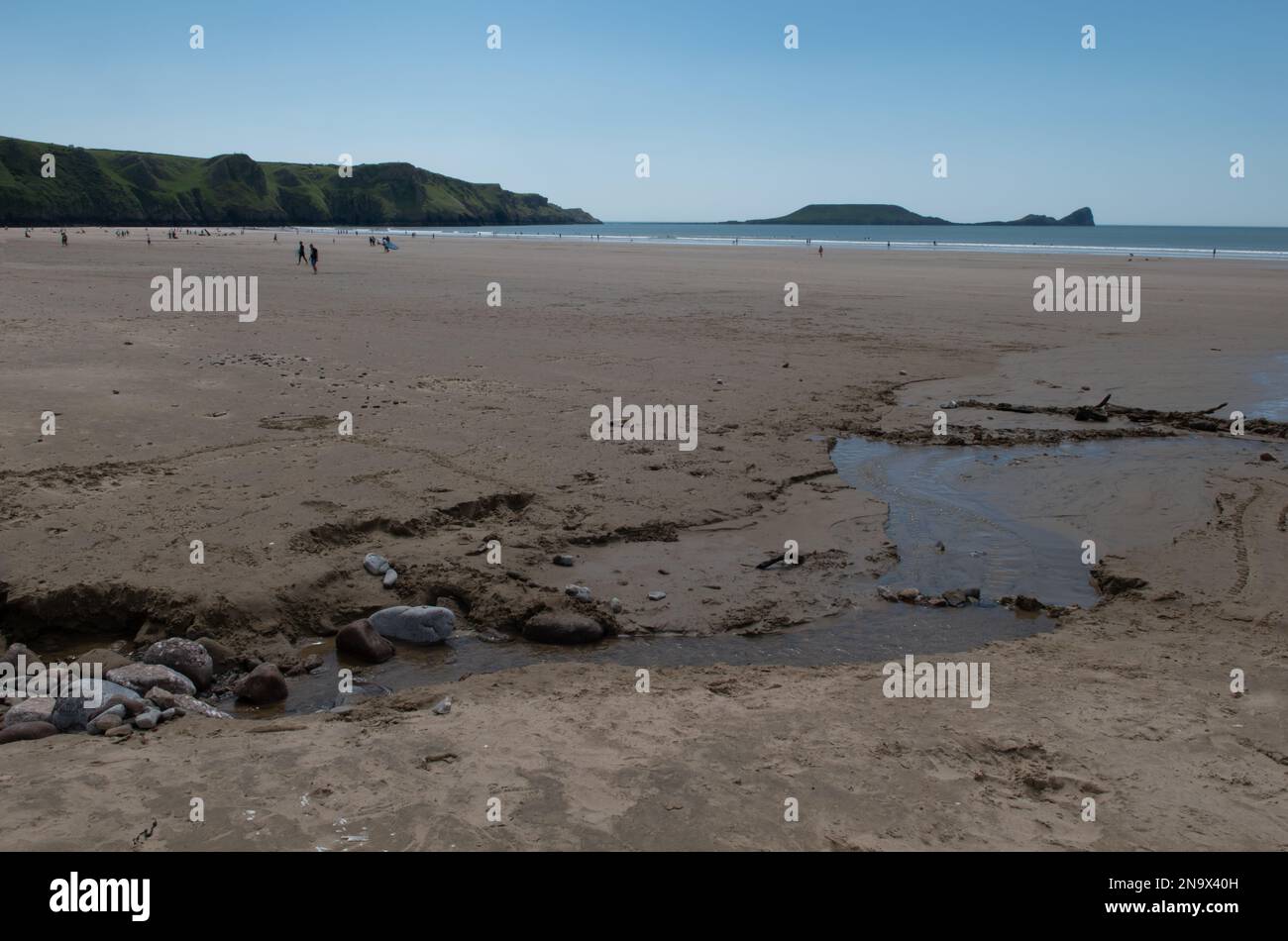 Worms Head, Rhossili Bay, The Gower, Wales, Großbritannien Stockfoto
