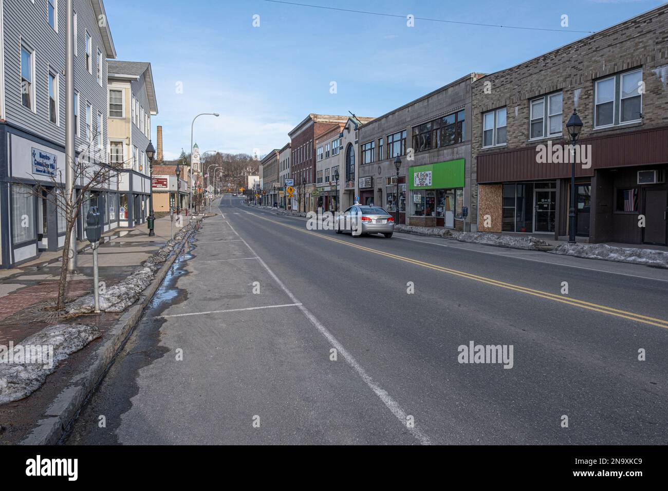 Eine sehr ruhige Hauptstraße in Athol, Massachusetts Stockfoto