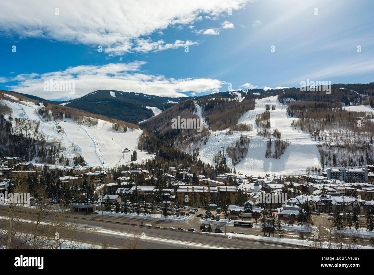 Skigebiet Vail in den Colorado Rocky Mountains Stockfoto