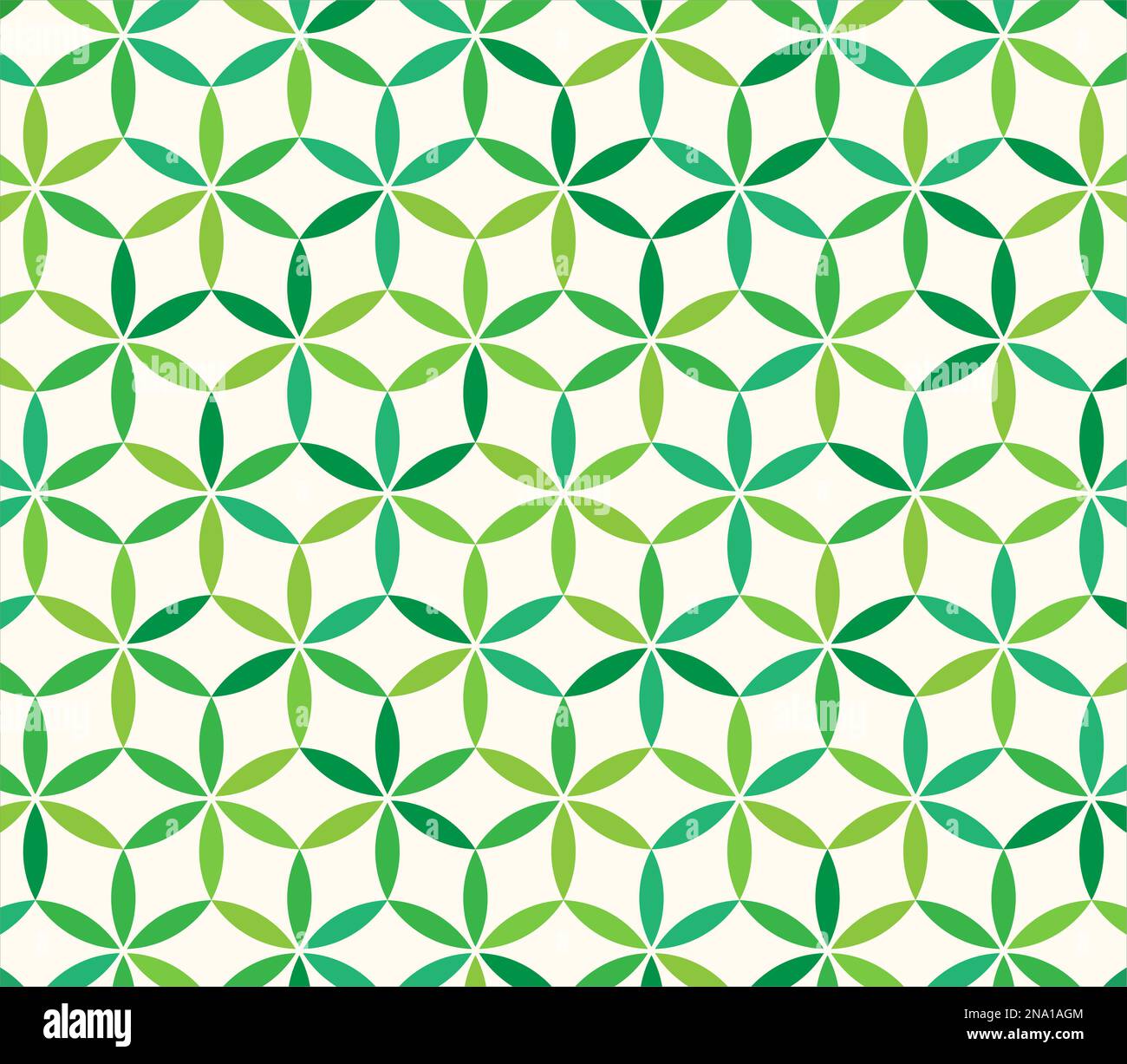 Abstrakter frischer grüner Kreis, geometrischer Texturhintergrund, japanisches Blattmuster, traditionelles Konzept Stockfoto