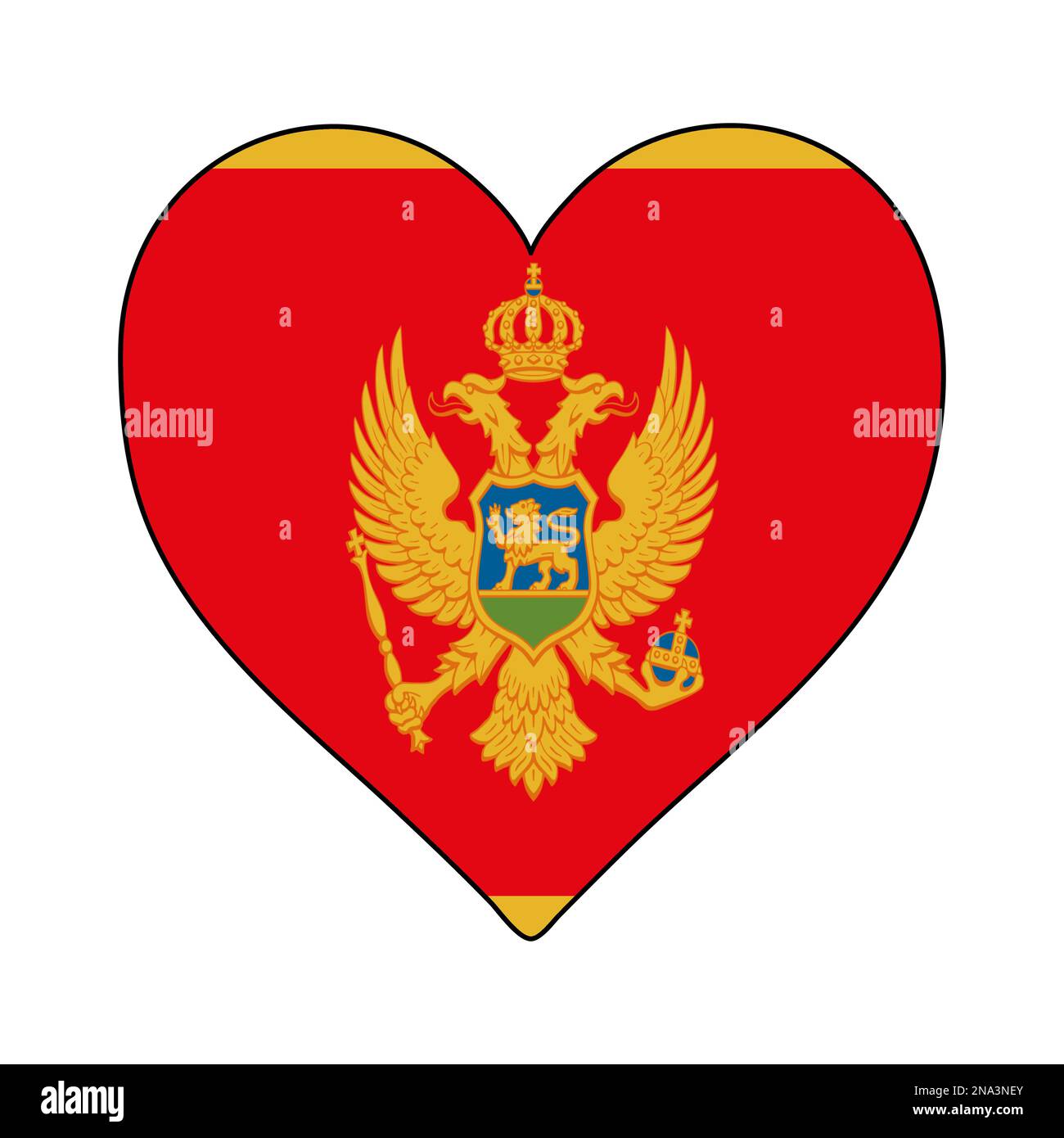 Montenegro: Herzform-Flagge. Ich Liebe Montenegro. Besuchen Sie Montenegro. Südeuropa. Europa. Europäische Union. Grafische Konstruktion Von Vektordarstellungen. Stock Vektor