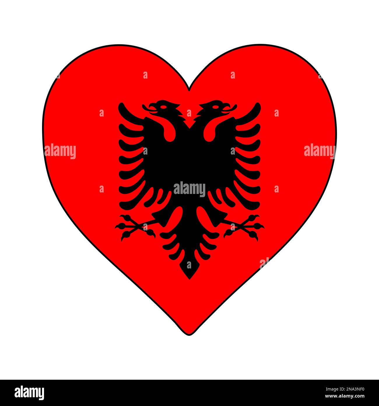 Albanische Herzform-Flagge. Ich Liebe Albanien. Besuchen Sie Albanien. Südeuropa. Europa. Europäische Union. Grafische Konstruktion Von Vektordarstellungen. Stock Vektor