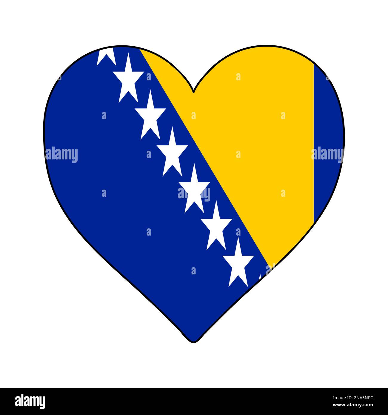 Bosnisch-herzförmige Flagge. Ich liebe Bosnien und Herzegowina. Besuchen Sie Bosnien und Herzegowina. Südeuropa. Europa. Europäische Union. Vektor Il Stock Vektor